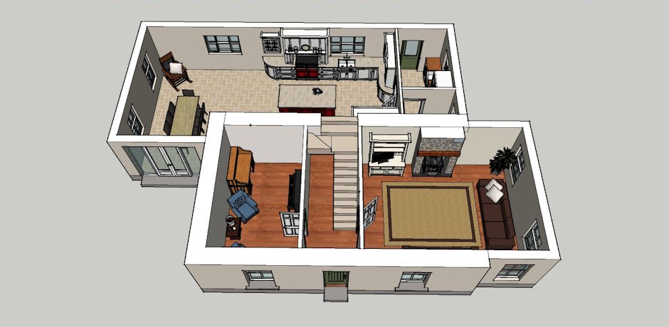 ground floor layout in 3D ground floor layout in 3D
