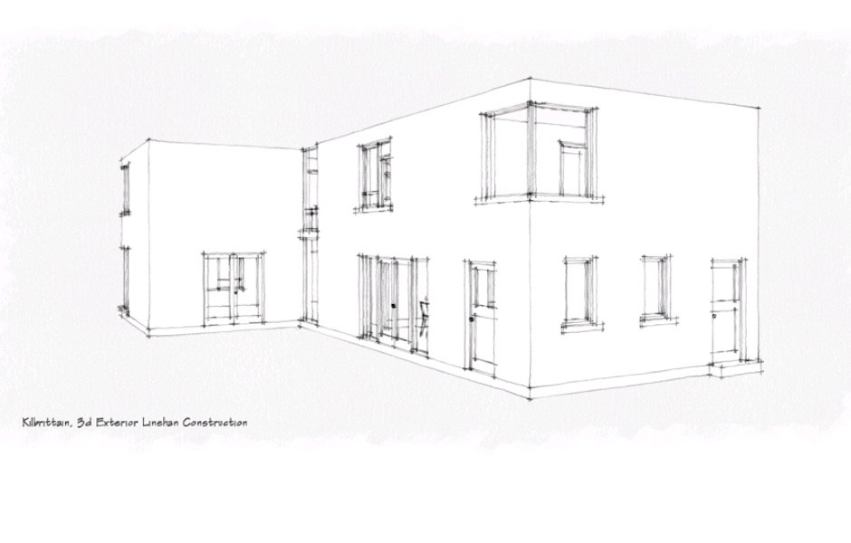 Sketch drawing of the house design 3D drawing Cork