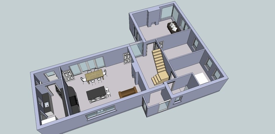 3D drawings of the ground floor layout New build 3D drawing